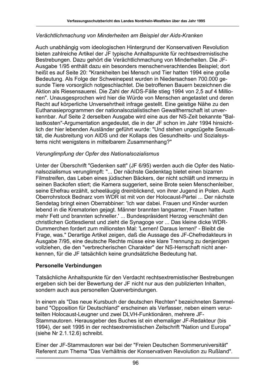 Seite 96 des Verfassungsschutzbericht 1995 Nordrhein-Westfalen