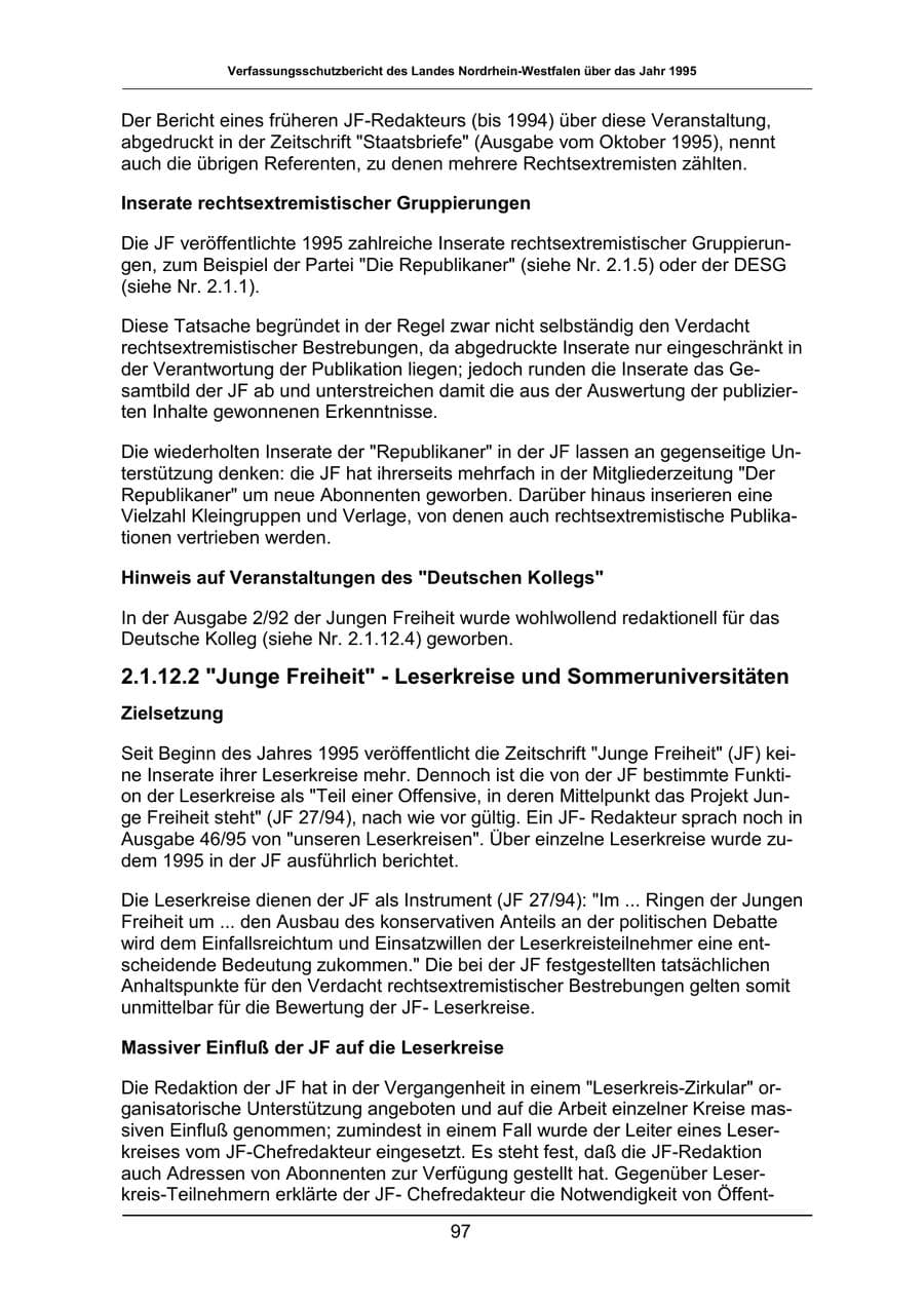 Seite 97 des Verfassungsschutzbericht 1995 Nordrhein-Westfalen