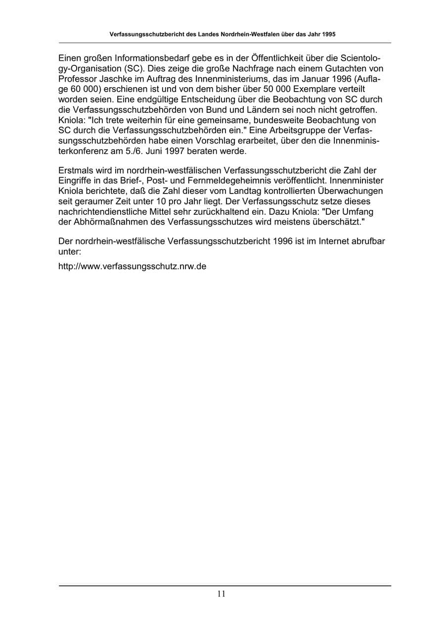 Seite 11 des Verfassungsschutzbericht 1996 Nordrhein-Westfalen