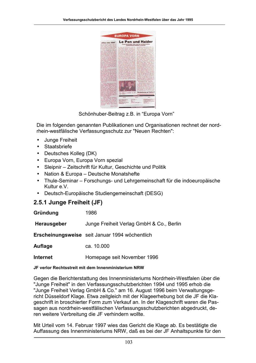 Seite 103 des Verfassungsschutzbericht 1996 Nordrhein-Westfalen
