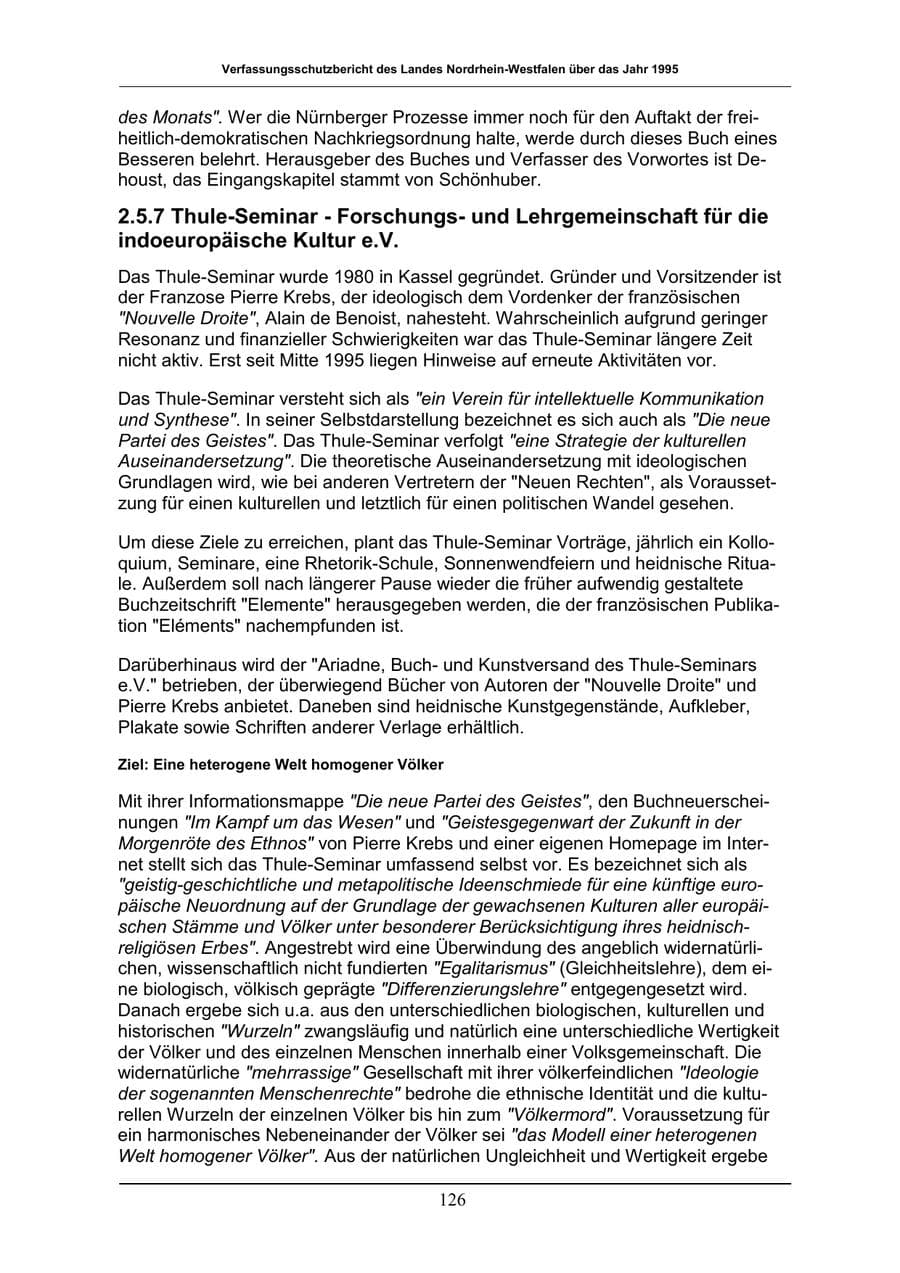 Seite 126 des Verfassungsschutzbericht 1996 Nordrhein-Westfalen