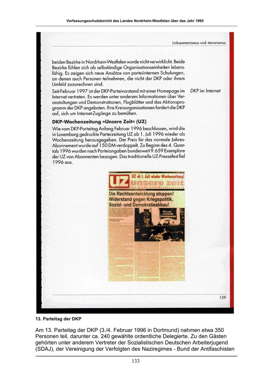 Seite 133 des Verfassungsschutzbericht 1996 Nordrhein-Westfalen