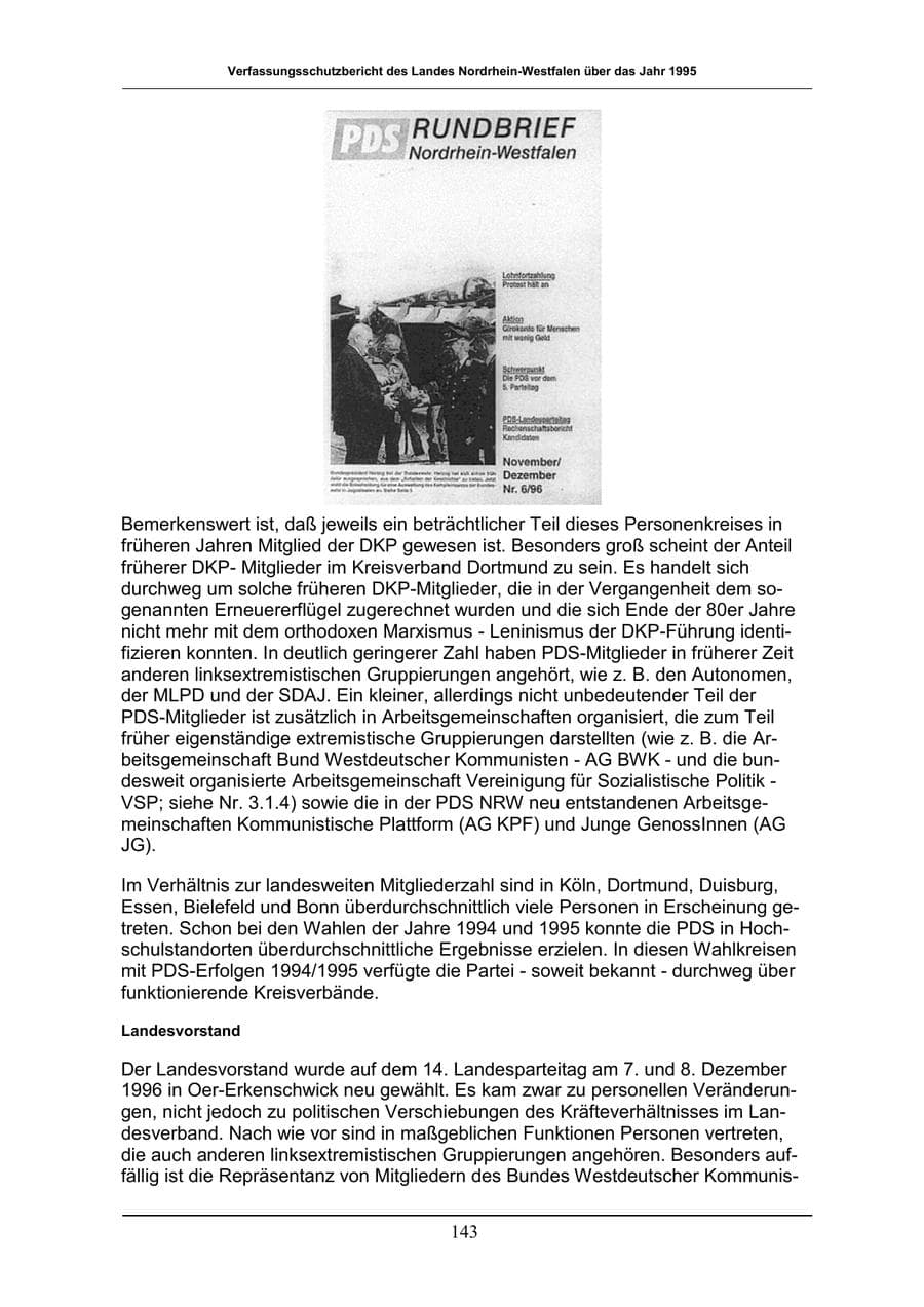 Seite 143 des Verfassungsschutzbericht 1996 Nordrhein-Westfalen