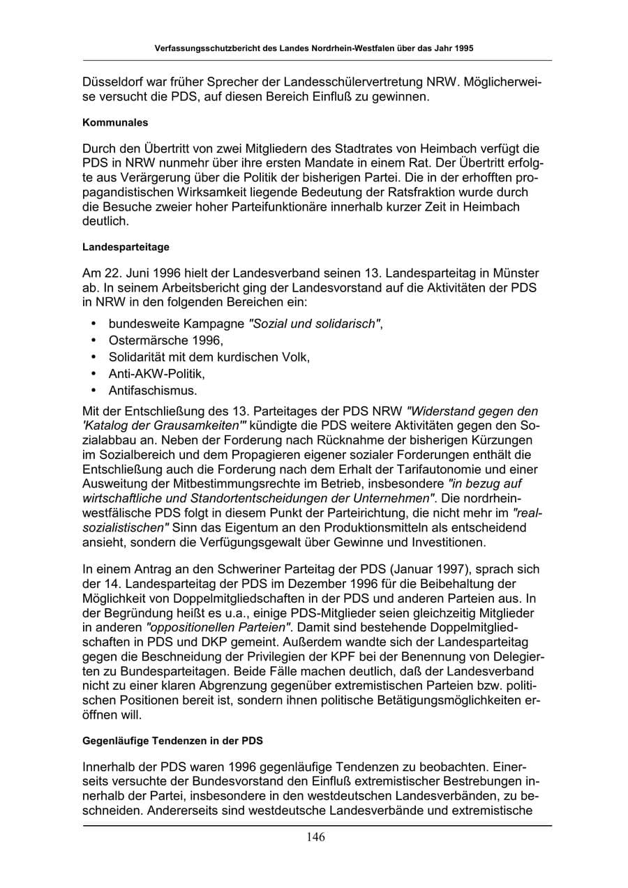 Seite 146 des Verfassungsschutzbericht 1996 Nordrhein-Westfalen