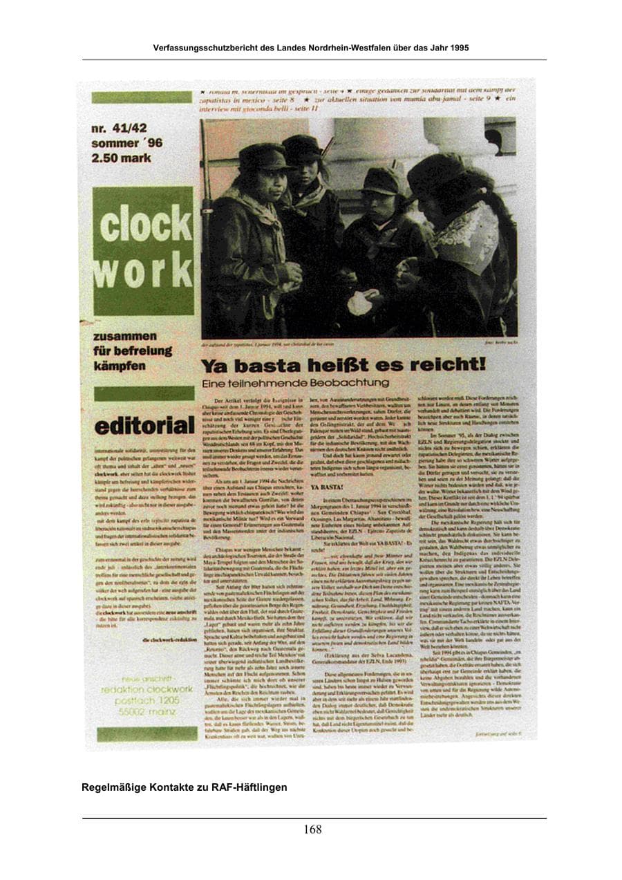 Seite 168 des Verfassungsschutzbericht 1996 Nordrhein-Westfalen