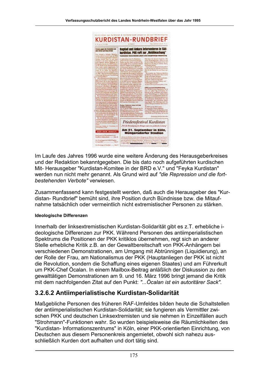 Seite 175 des Verfassungsschutzbericht 1996 Nordrhein-Westfalen