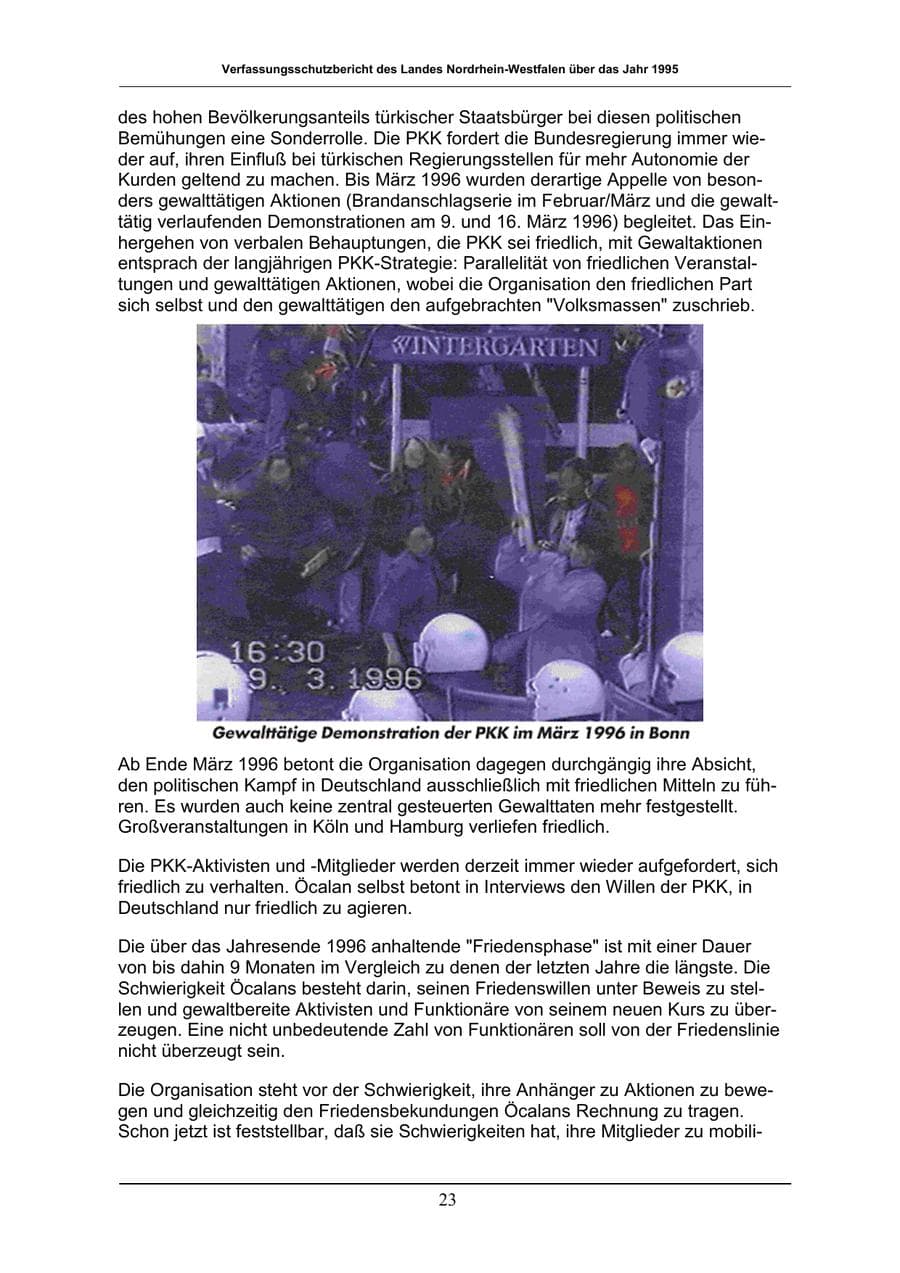 Seite 23 des Verfassungsschutzbericht 1996 Nordrhein-Westfalen