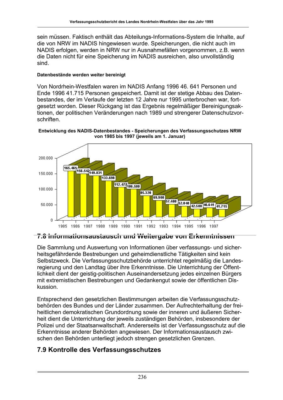Seite 236 des Verfassungsschutzbericht 1996 Nordrhein-Westfalen