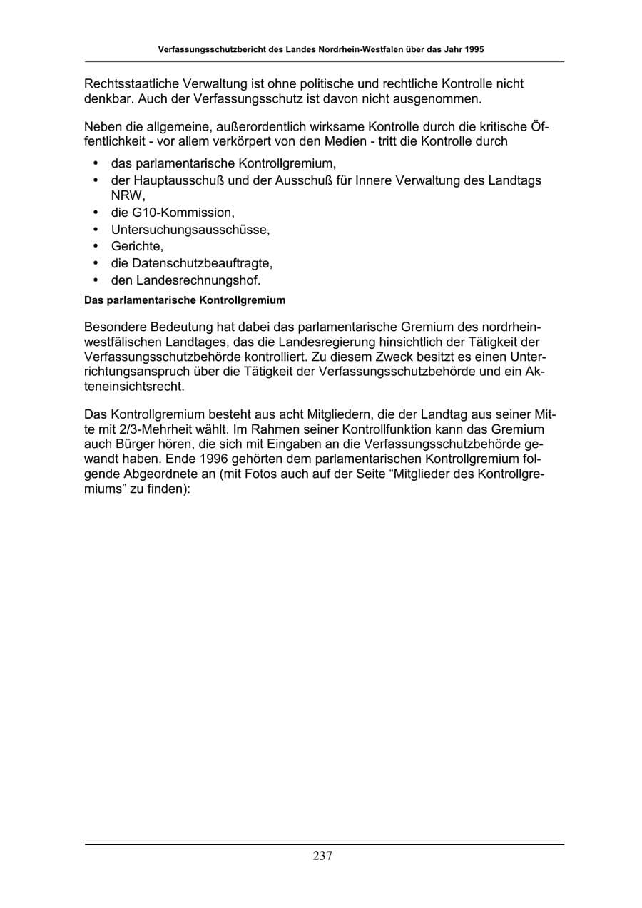 Seite 237 des Verfassungsschutzbericht 1996 Nordrhein-Westfalen