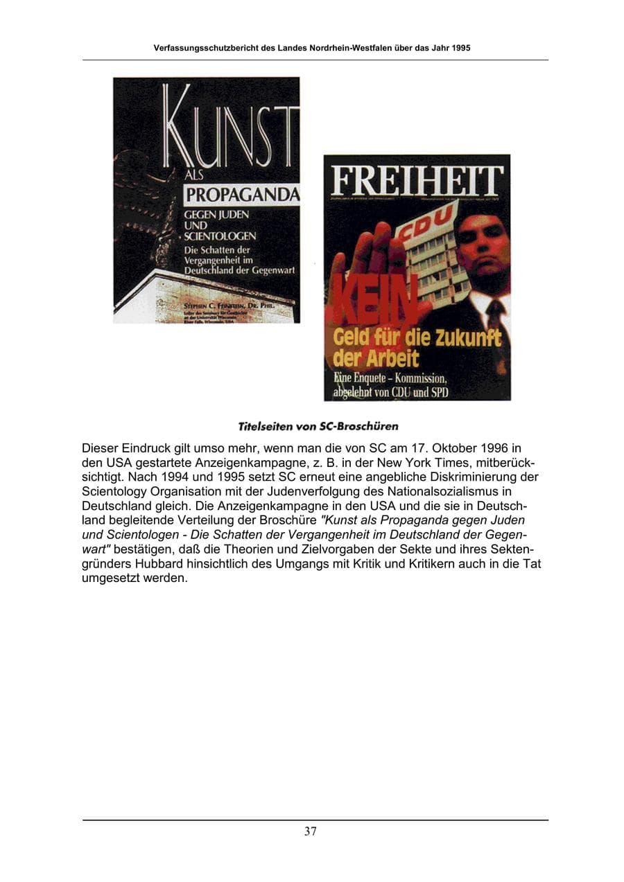 Seite 37 des Verfassungsschutzbericht 1996 Nordrhein-Westfalen