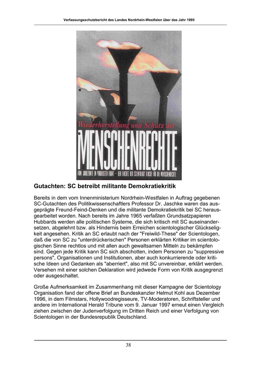 Seite 38 des Verfassungsschutzbericht 1996 Nordrhein-Westfalen
