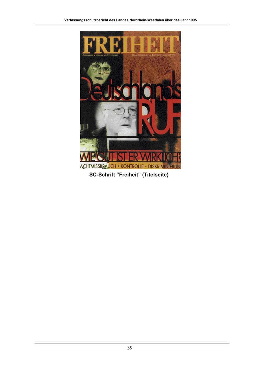 Seite 39 des Verfassungsschutzbericht 1996 Nordrhein-Westfalen