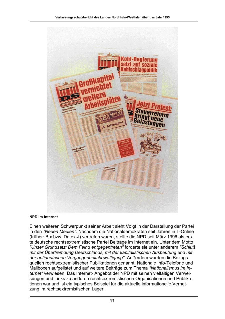 Seite 53 des Verfassungsschutzbericht 1996 Nordrhein-Westfalen