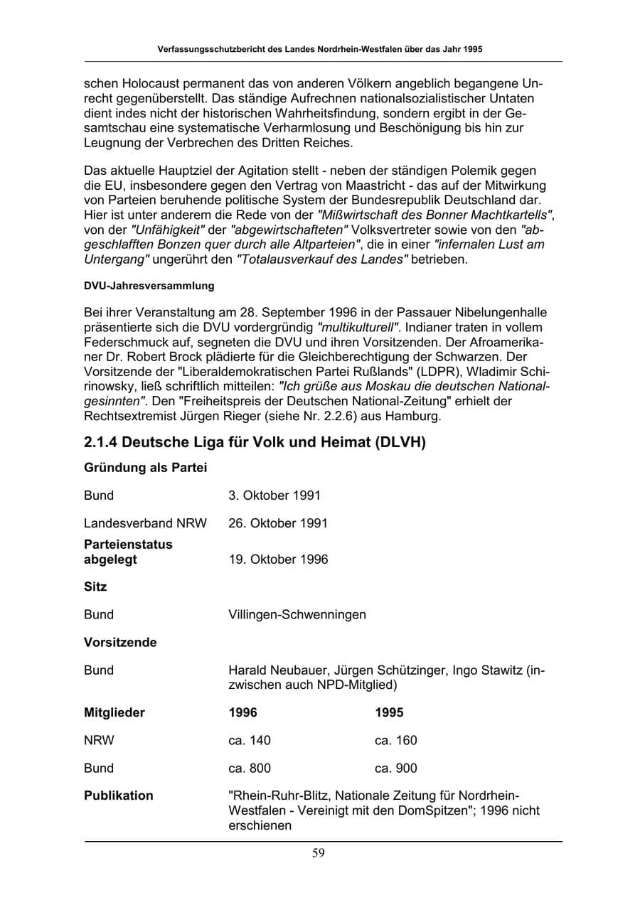 Seite 59 des Verfassungsschutzbericht 1996 Nordrhein-Westfalen