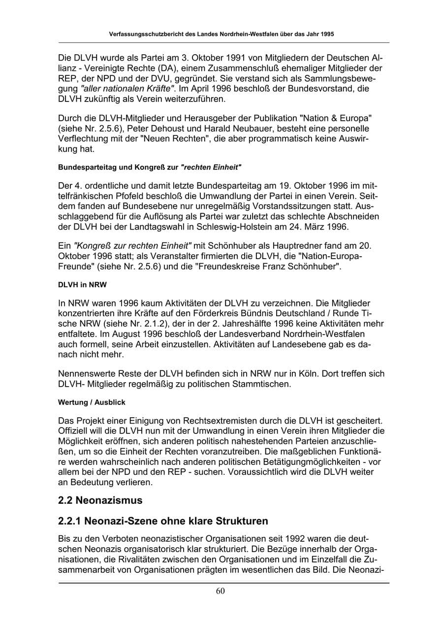 Seite 60 des Verfassungsschutzbericht 1996 Nordrhein-Westfalen