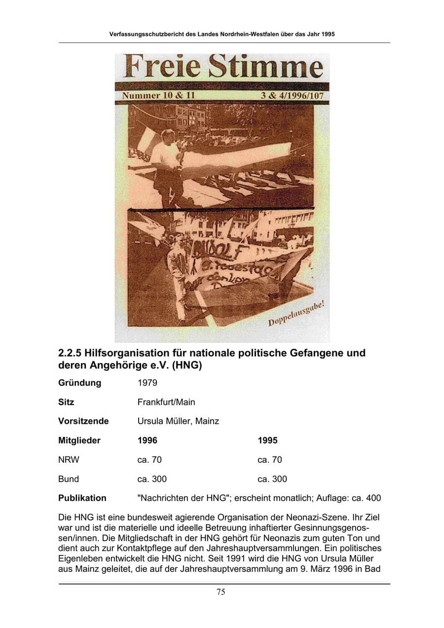 Seite 75 des Verfassungsschutzbericht 1996 Nordrhein-Westfalen