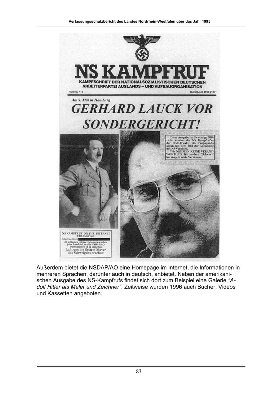 Seite 83 des Verfassungsschutzbericht 1996 Nordrhein-Westfalen