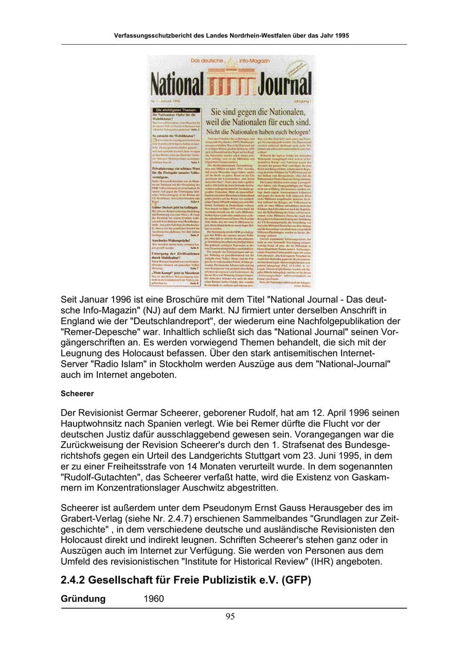 Seite 95 des Verfassungsschutzbericht 1996 Nordrhein-Westfalen