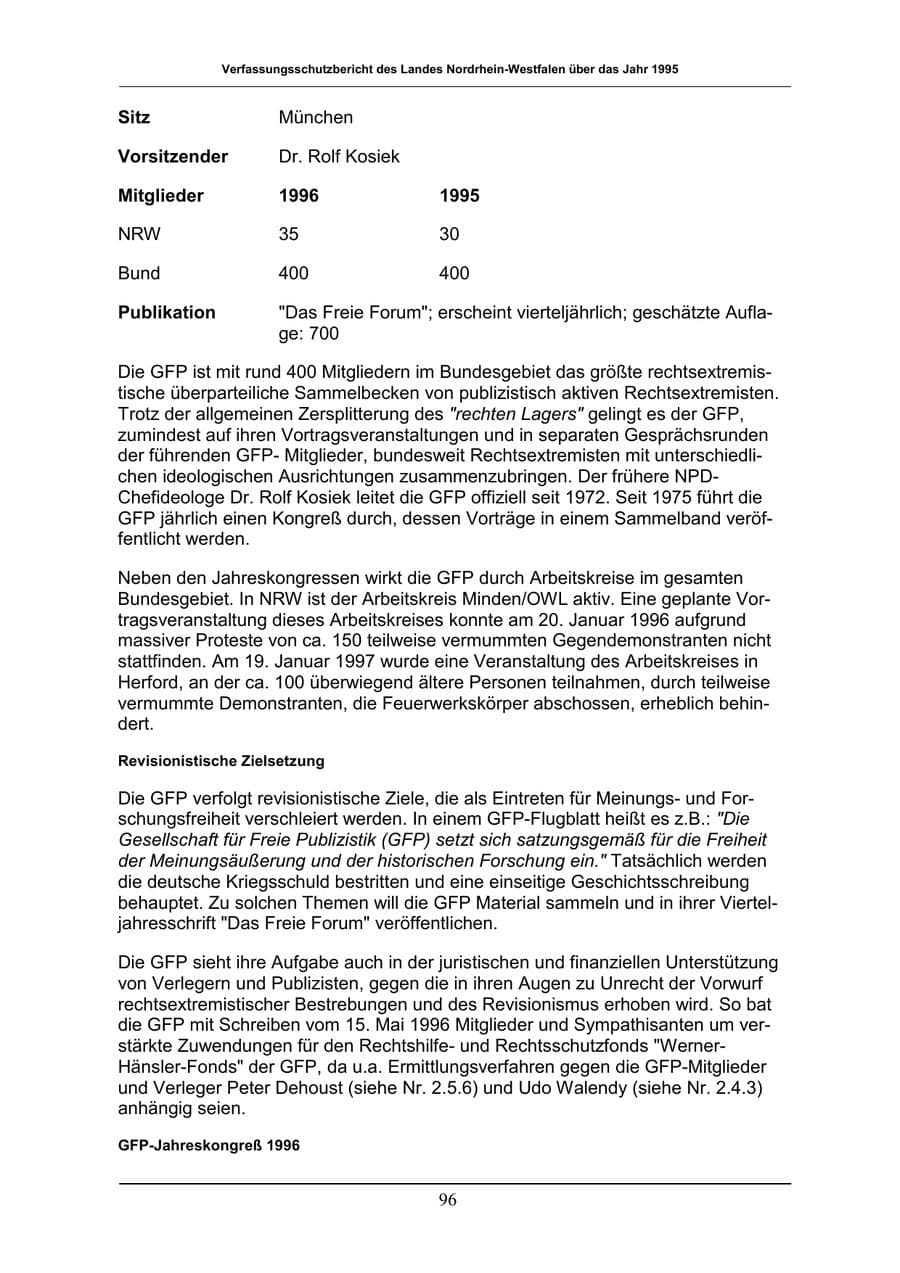 Seite 96 des Verfassungsschutzbericht 1996 Nordrhein-Westfalen