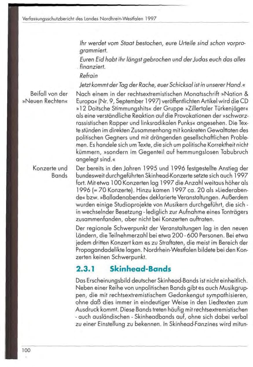 Seite 102 des Verfassungsschutzbericht 1997 Nordrhein-Westfalen