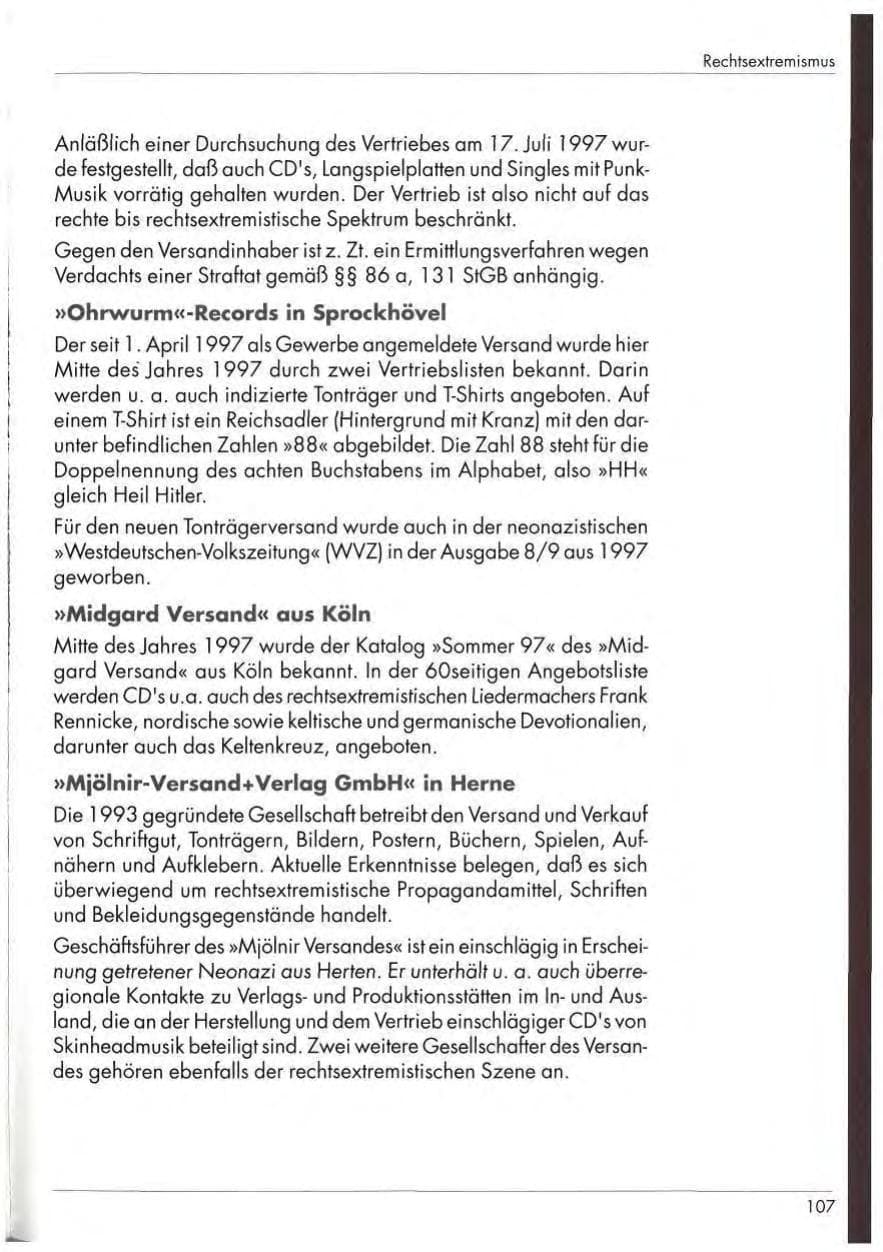 Seite 109 des Verfassungsschutzbericht 1997 Nordrhein-Westfalen