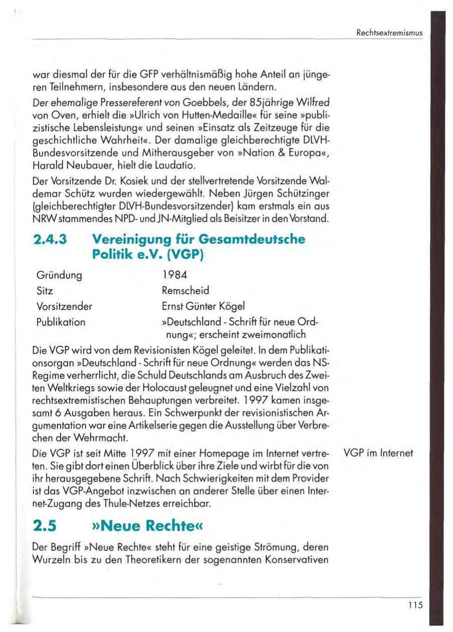 Seite 117 des Verfassungsschutzbericht 1997 Nordrhein-Westfalen