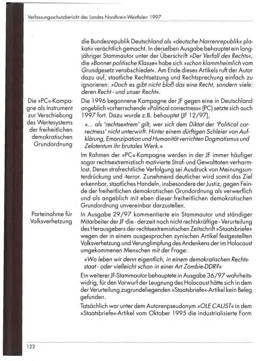 Seite 124 des Verfassungsschutzbericht 1997 Nordrhein-Westfalen