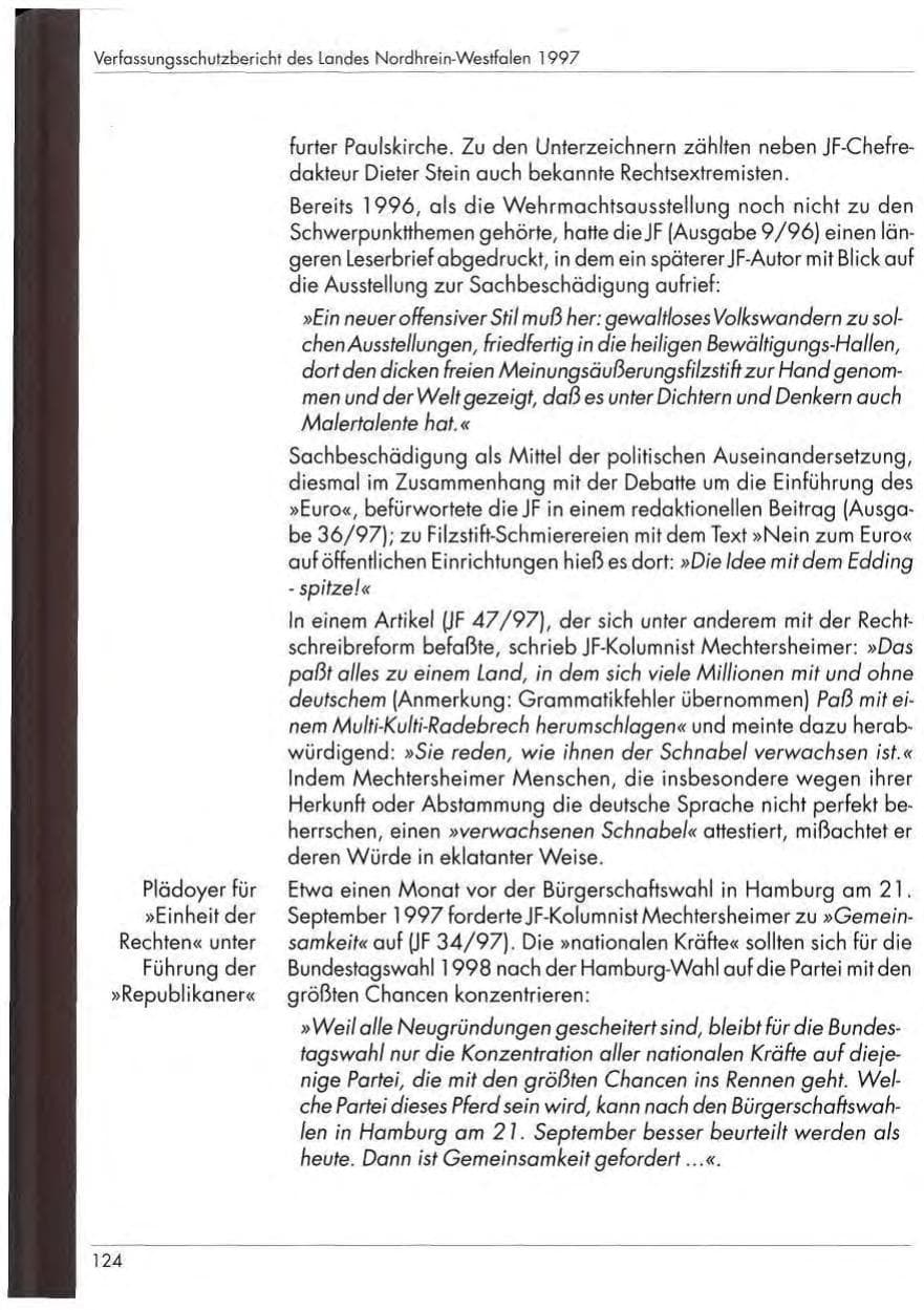 Seite 126 des Verfassungsschutzbericht 1997 Nordrhein-Westfalen