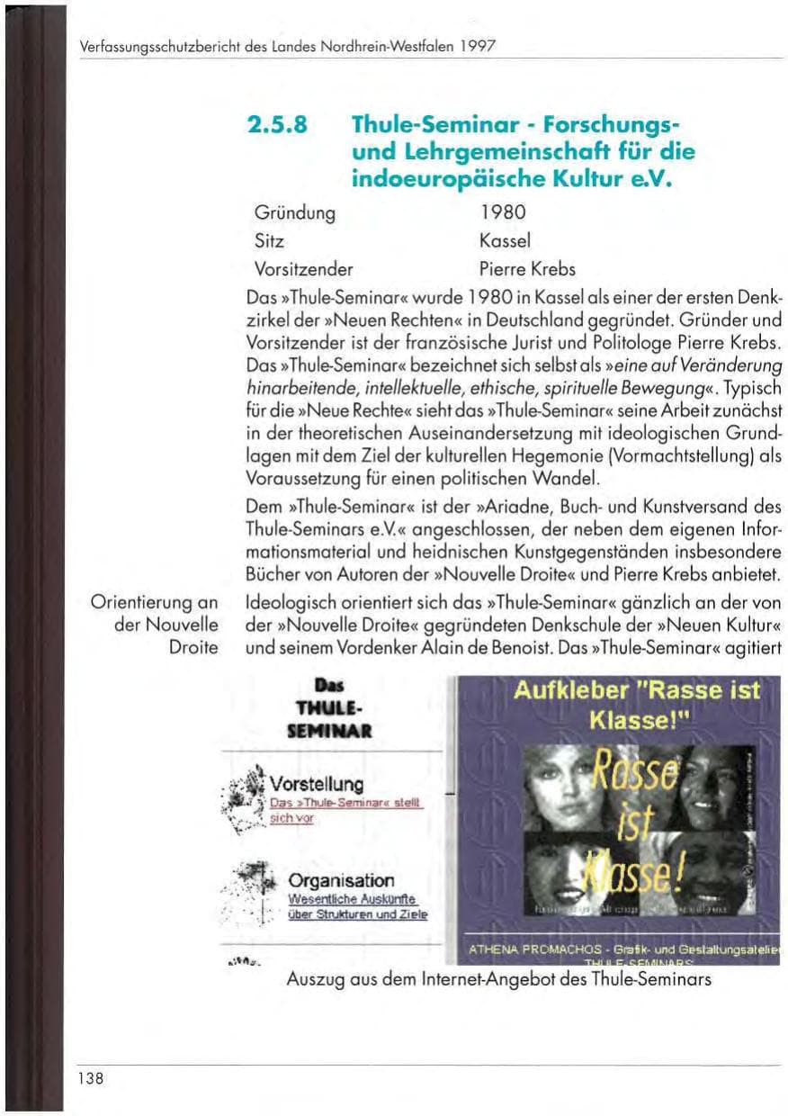 Seite 140 des Verfassungsschutzbericht 1997 Nordrhein-Westfalen