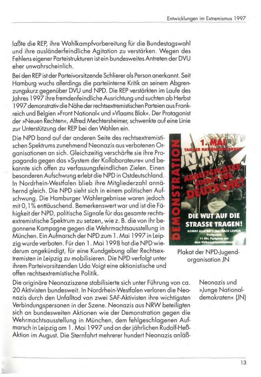 Seite 15 des Verfassungsschutzbericht 1997 Nordrhein-Westfalen