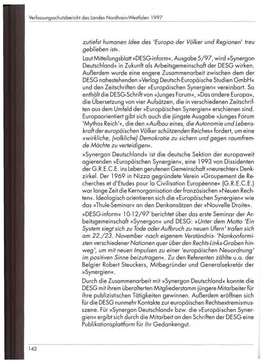 Seite 144 des Verfassungsschutzbericht 1997 Nordrhein-Westfalen