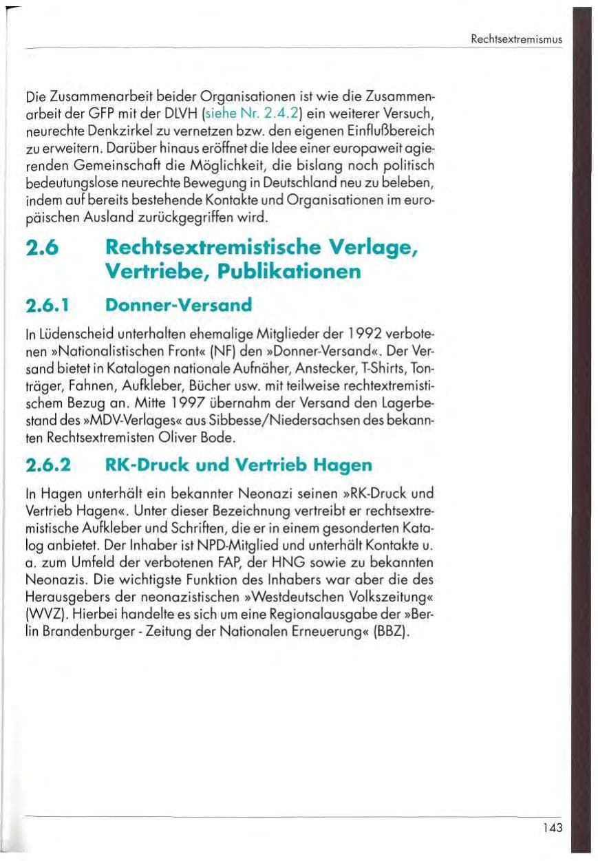 Seite 145 des Verfassungsschutzbericht 1997 Nordrhein-Westfalen