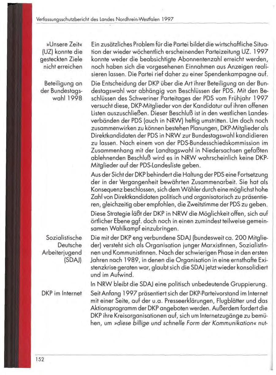 Seite 154 des Verfassungsschutzbericht 1997 Nordrhein-Westfalen