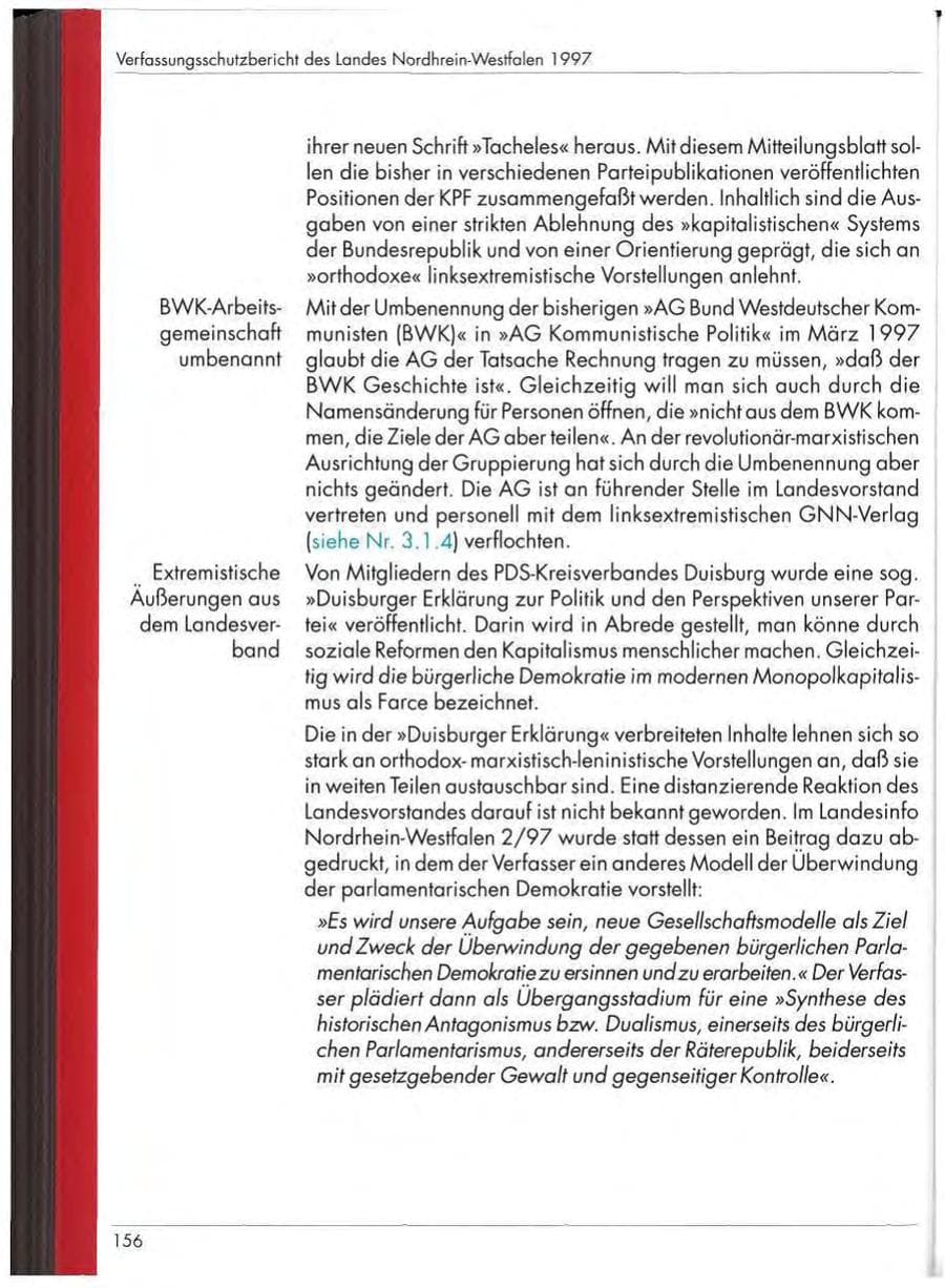 Seite 158 des Verfassungsschutzbericht 1997 Nordrhein-Westfalen