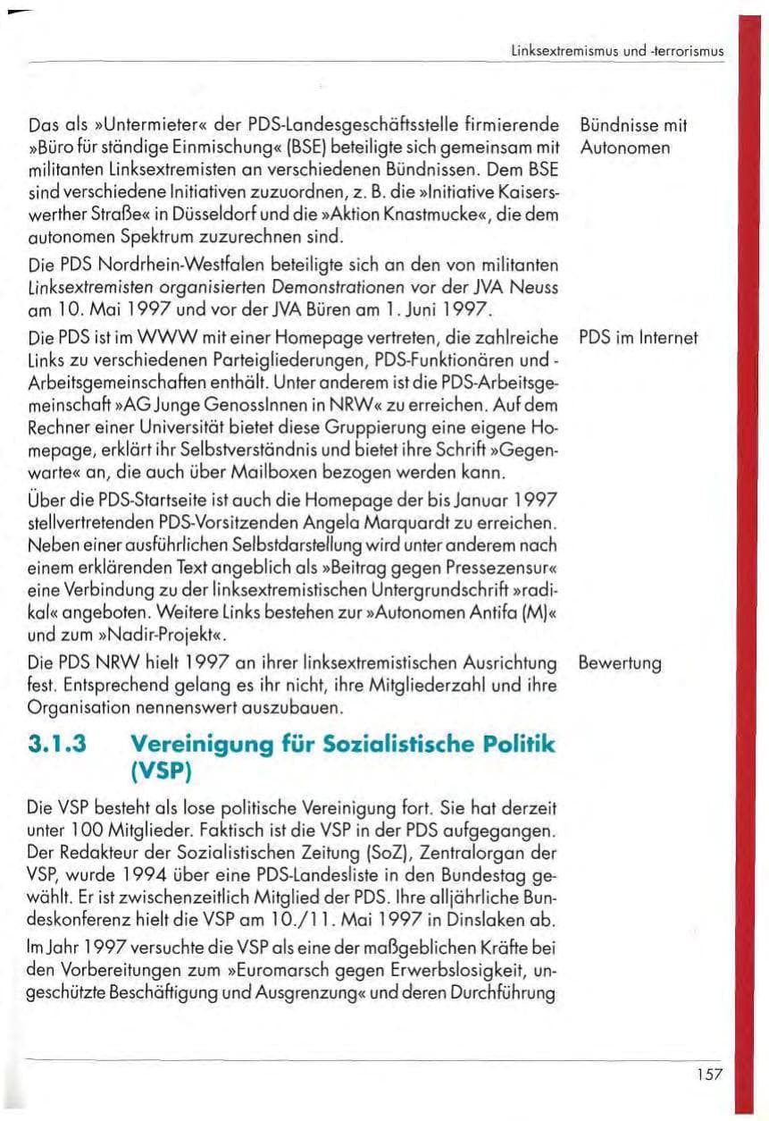 Seite 159 des Verfassungsschutzbericht 1997 Nordrhein-Westfalen