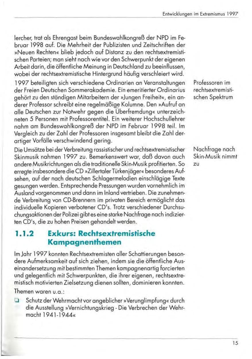 Seite 17 des Verfassungsschutzbericht 1997 Nordrhein-Westfalen