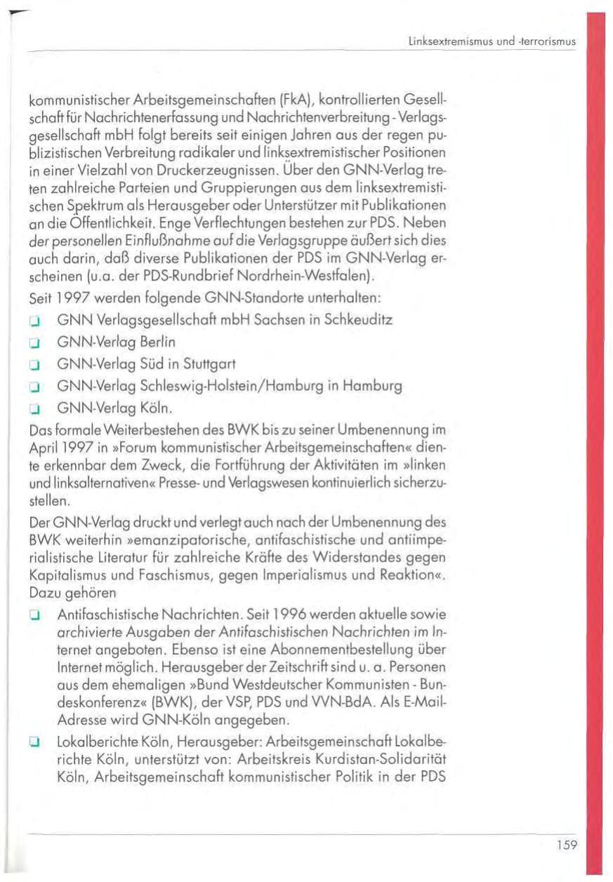 Seite 161 des Verfassungsschutzbericht 1997 Nordrhein-Westfalen