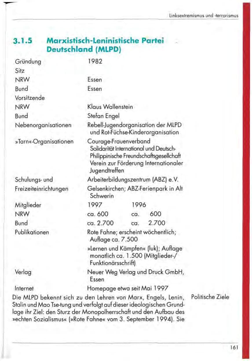 Seite 163 des Verfassungsschutzbericht 1997 Nordrhein-Westfalen