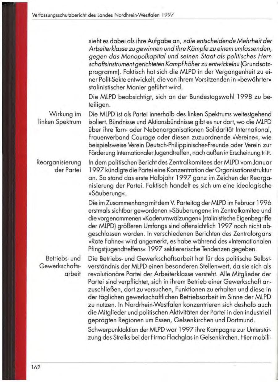 Seite 164 des Verfassungsschutzbericht 1997 Nordrhein-Westfalen