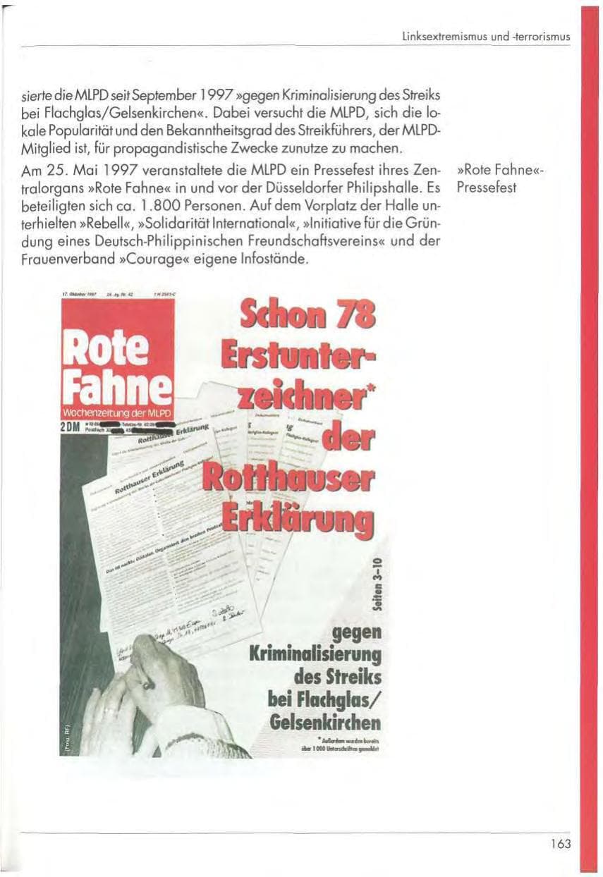 Seite 165 des Verfassungsschutzbericht 1997 Nordrhein-Westfalen