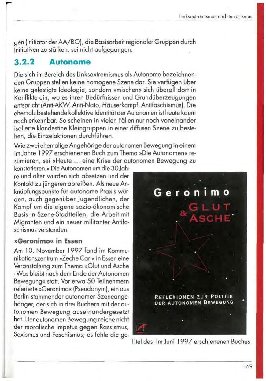 Seite 171 des Verfassungsschutzbericht 1997 Nordrhein-Westfalen