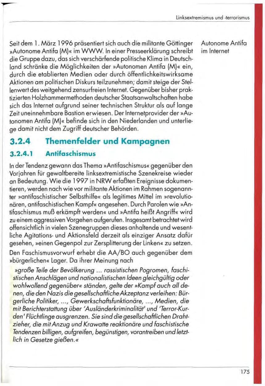 Seite 177 des Verfassungsschutzbericht 1997 Nordrhein-Westfalen