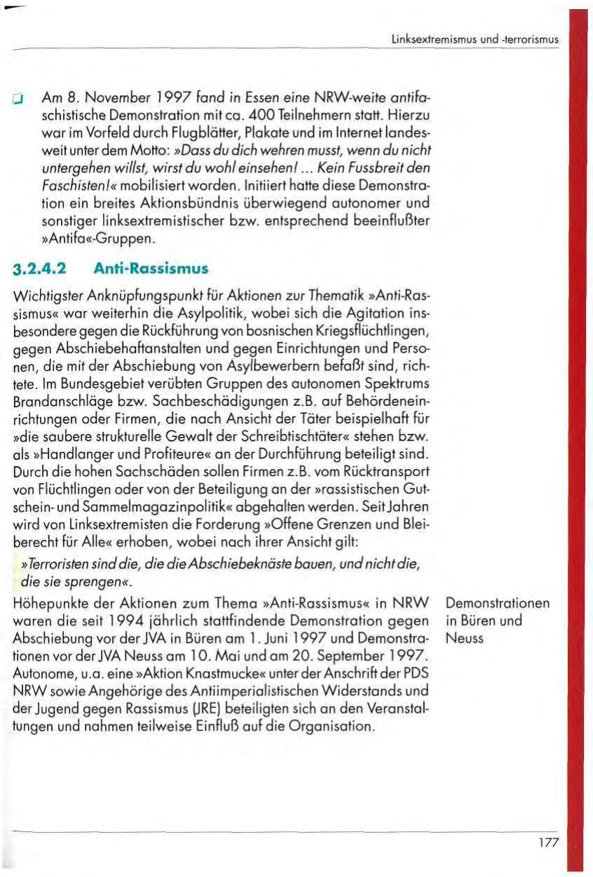 Seite 179 des Verfassungsschutzbericht 1997 Nordrhein-Westfalen