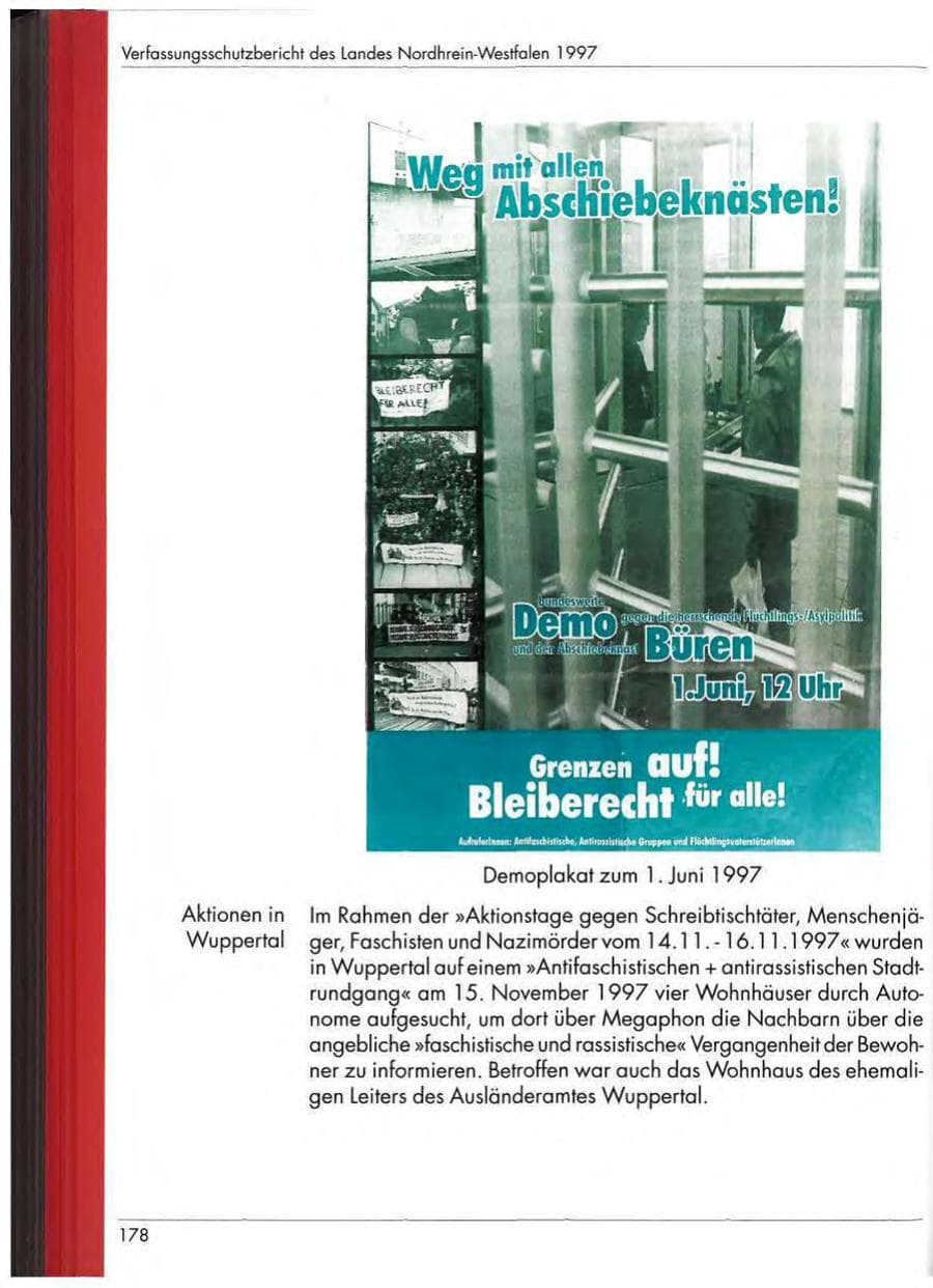Seite 180 des Verfassungsschutzbericht 1997 Nordrhein-Westfalen