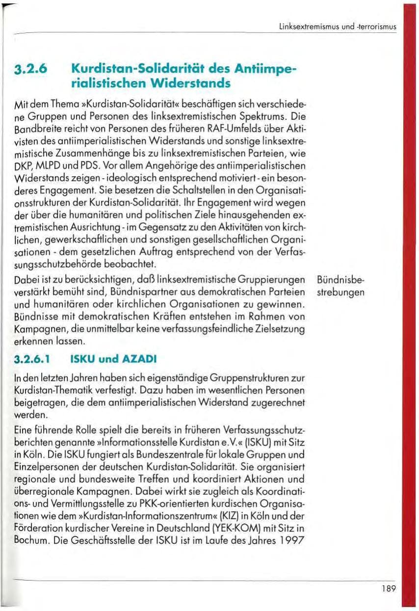 Seite 191 des Verfassungsschutzbericht 1997 Nordrhein-Westfalen