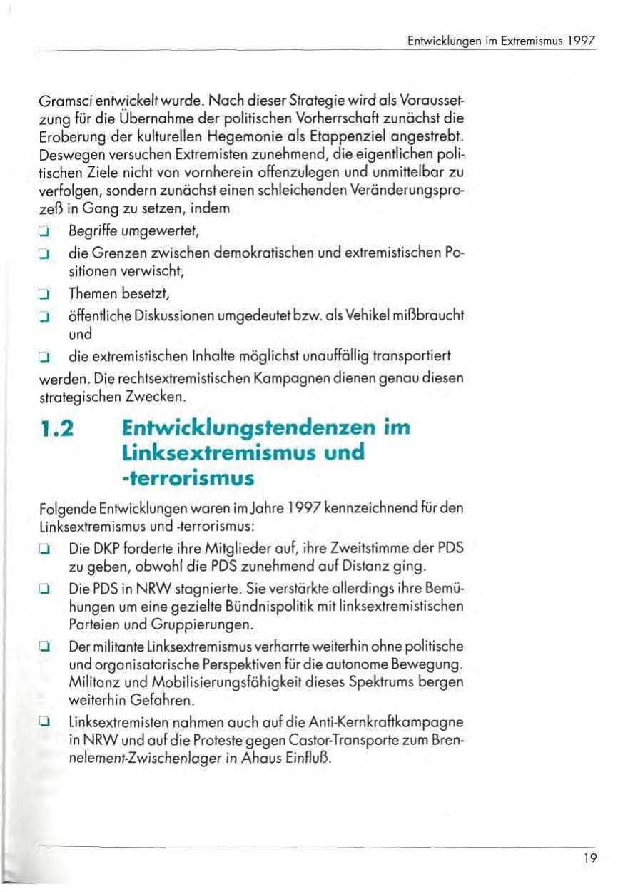 Seite 21 des Verfassungsschutzbericht 1997 Nordrhein-Westfalen