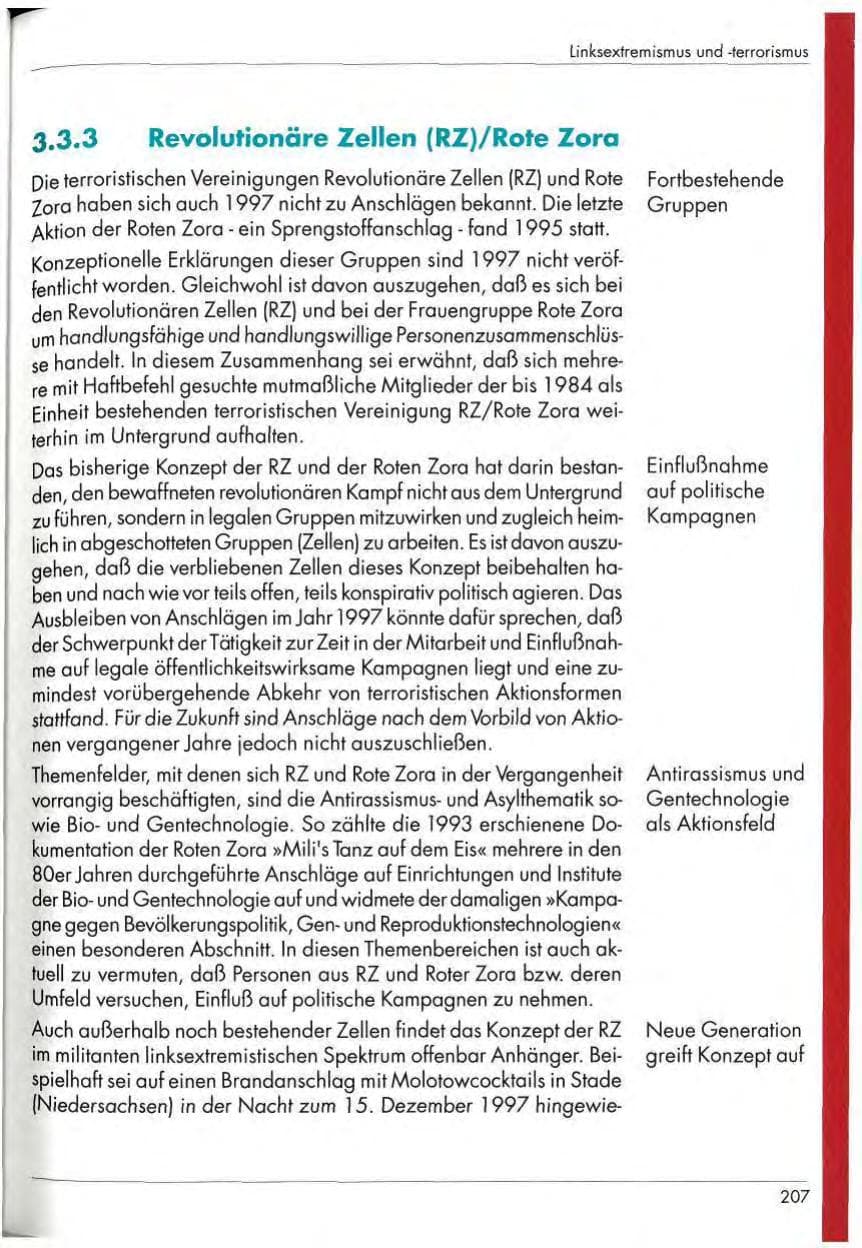 Seite 209 des Verfassungsschutzbericht 1997 Nordrhein-Westfalen