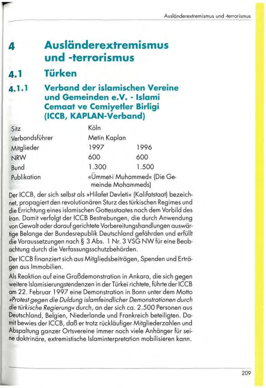 Seite 211 des Verfassungsschutzbericht 1997 Nordrhein-Westfalen
