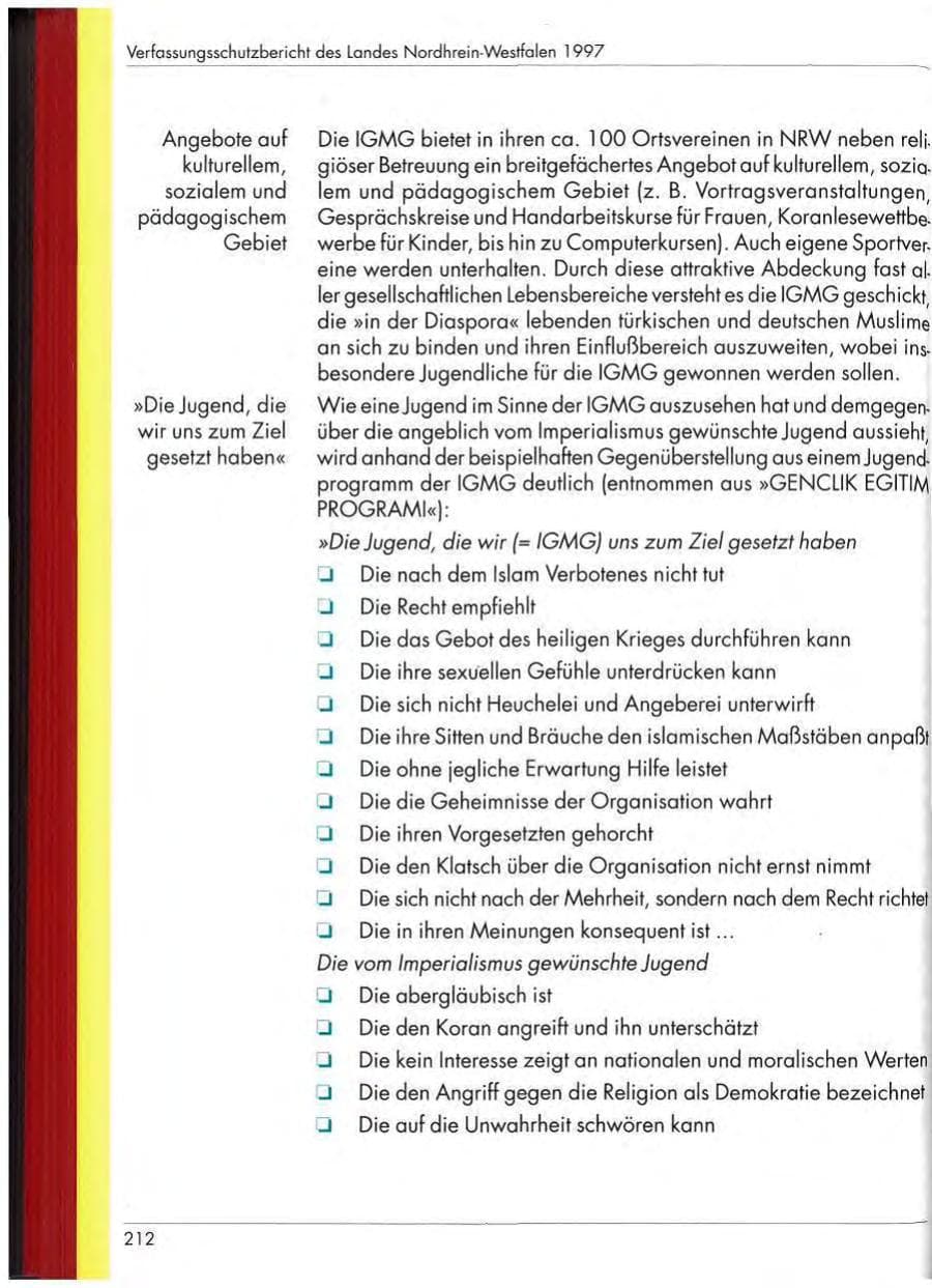 Seite 214 des Verfassungsschutzbericht 1997 Nordrhein-Westfalen