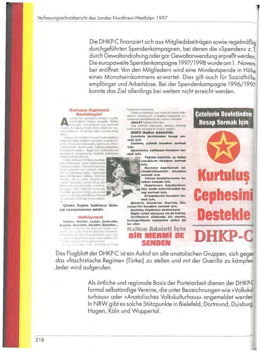 Seite 220 des Verfassungsschutzbericht 1997 Nordrhein-Westfalen